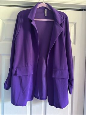 Bright Purple Open-Front Blazer Jacket